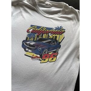 Vintage California Custom Motors 1996 T Shirt Size XL White Mustang Hot Rod